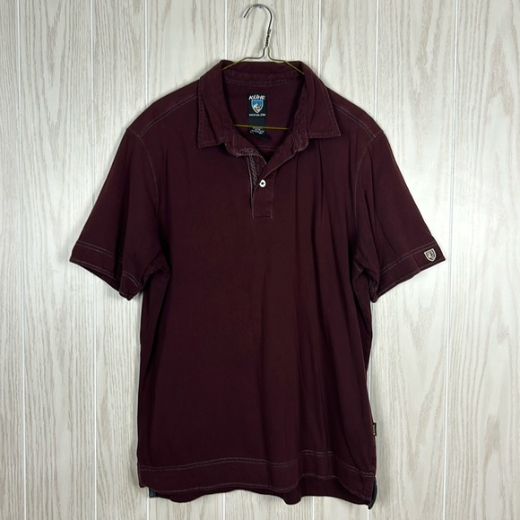 Kuhl Men’s Burgundy Embroidered Collared Short Sleeve Cotton Polo, L - Picture 1 of 14